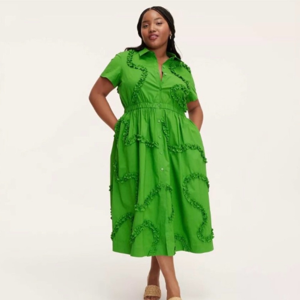 NWT Green Ruffle Kate Spade X Target Shirt Dress Md